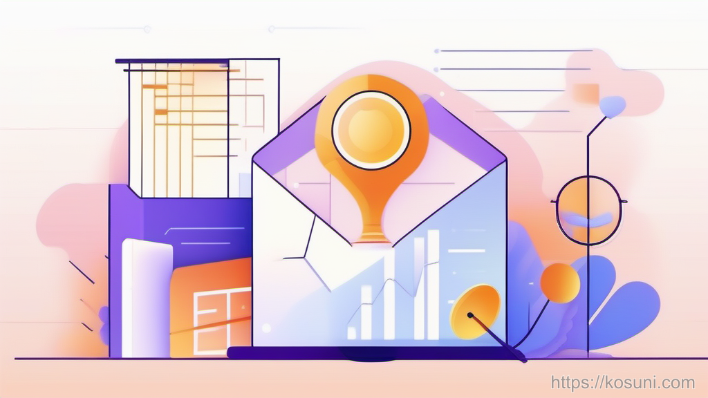 Magnifying glass over envelope with metric icons