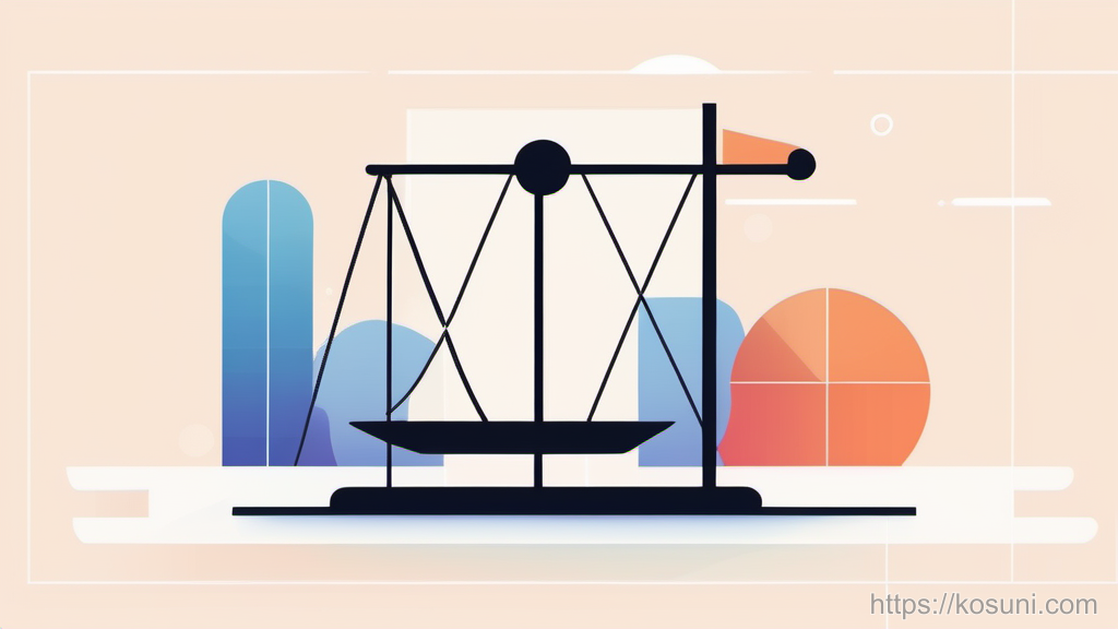 Abstract balance scale weighing data blocks and a key